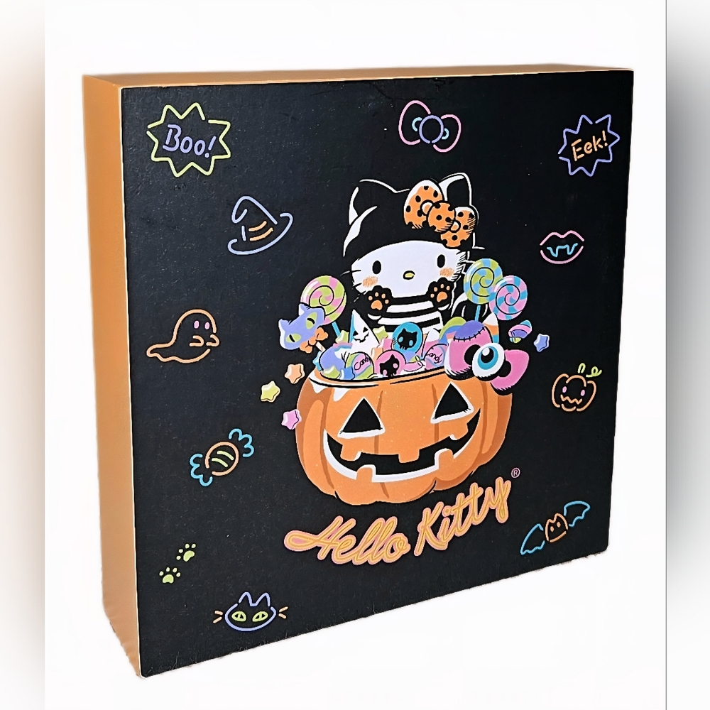 Hello Kitty Halloween 2024 Tabletop/Wall Decor Black/Orange Size 6x6